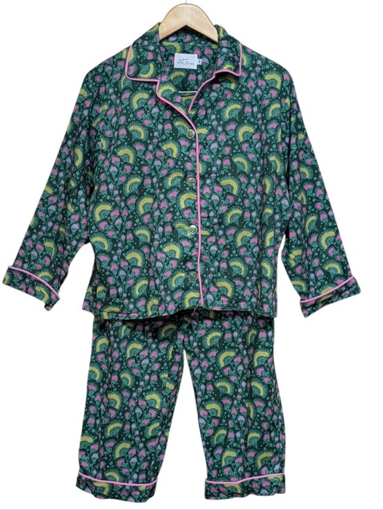 The Cat's Pajamas Other - The Cat's Pajamas Green Floral Print 100% Cotton Pajama Set Size Small